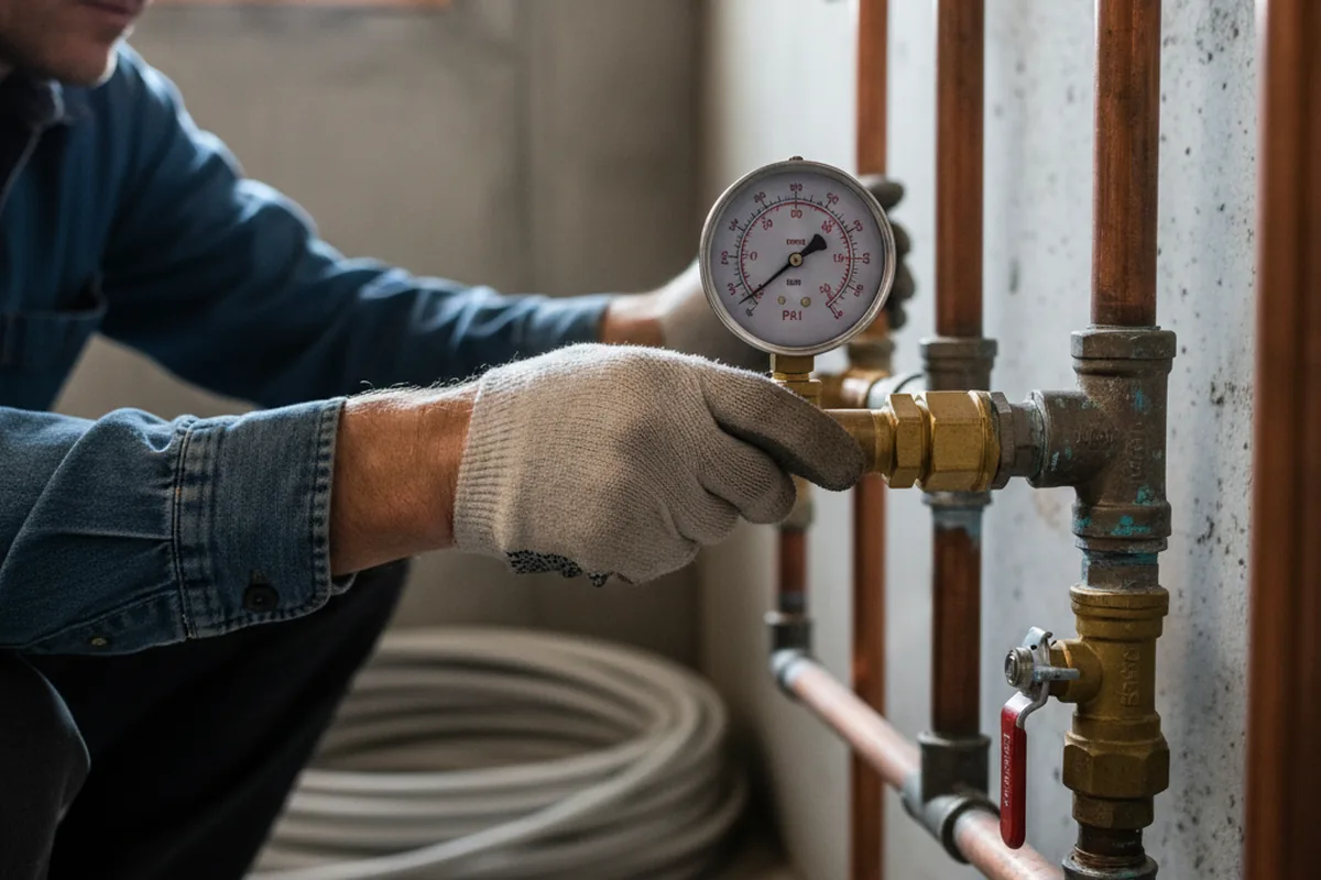 Pressure testing a repaired line during Water Line Repair in Breese